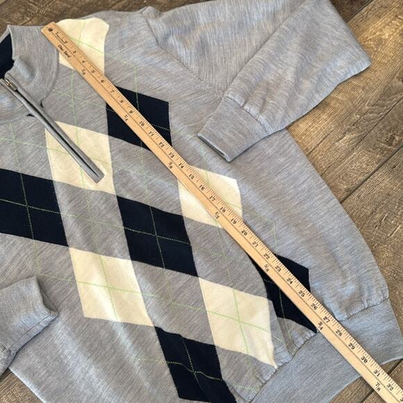 FootJoy Men's Lined Wool Half Zip Sweater Light Gray Size L - Picture 6 of 14